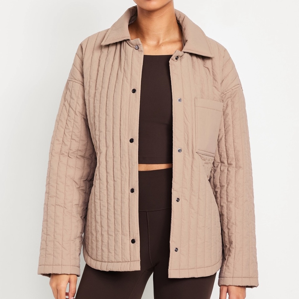 Old Navy Women's Taupe Quilted Puffer Jacket NWOT
